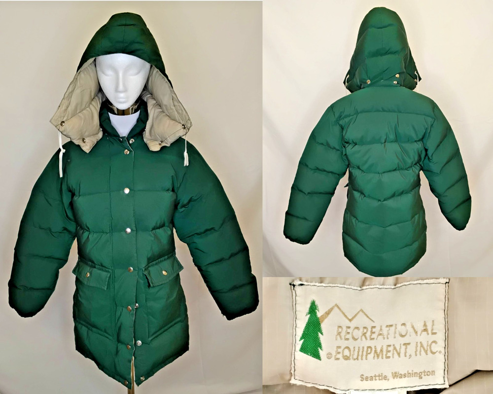Recreational Equipment Inc Rei Down Jacket 1970's Parka Womens' M Green #W5619
